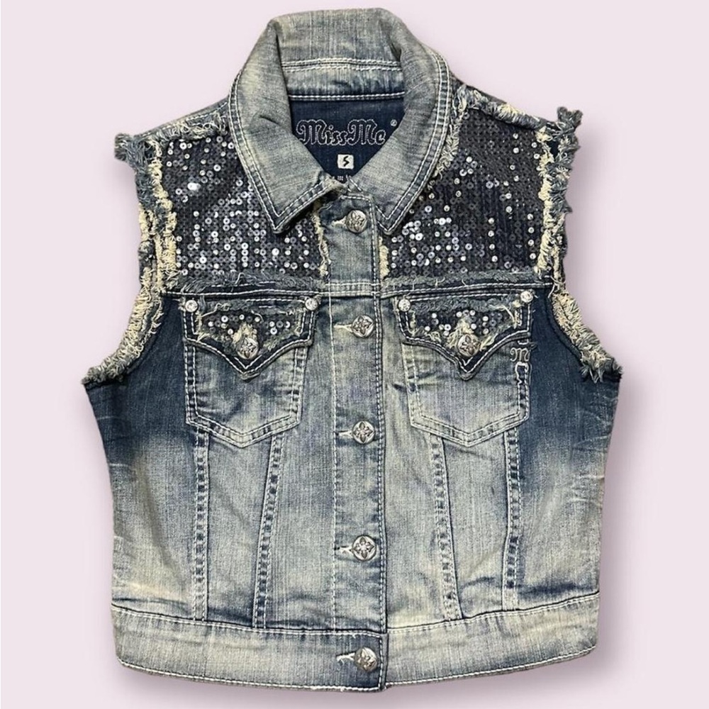 Light color rhinestone Shiny Jean Jacket Miss Me